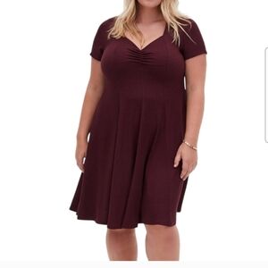 Torrid Purple Fit and Flare Midi Dress with Sweetheart Neckline